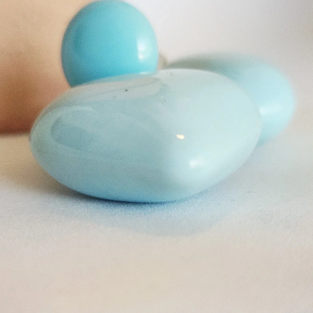 Light Blue‎ Heart Drop Earrings Glossy Puffy Dangle Statement Jewelry Post Back